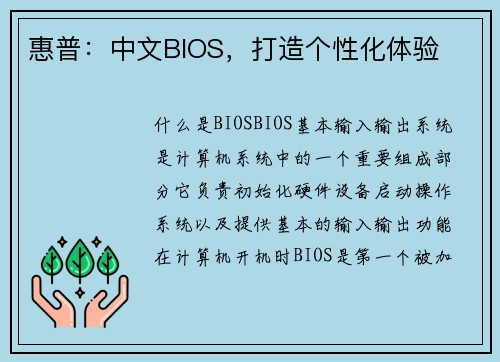 惠普：中文BIOS，打造个性化体验